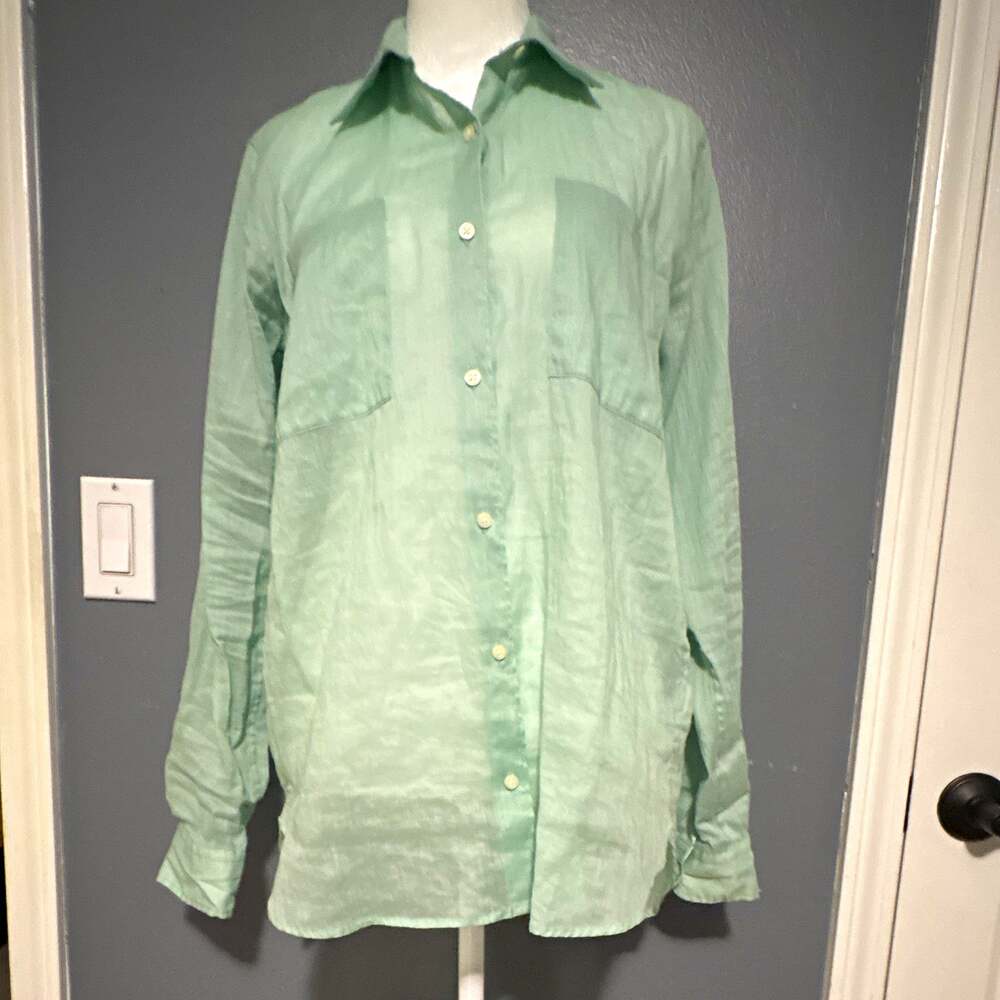 Gap M button up collar shirt preppy, NWT, 90’s, Y2K, ramie/cotton, lightweight
